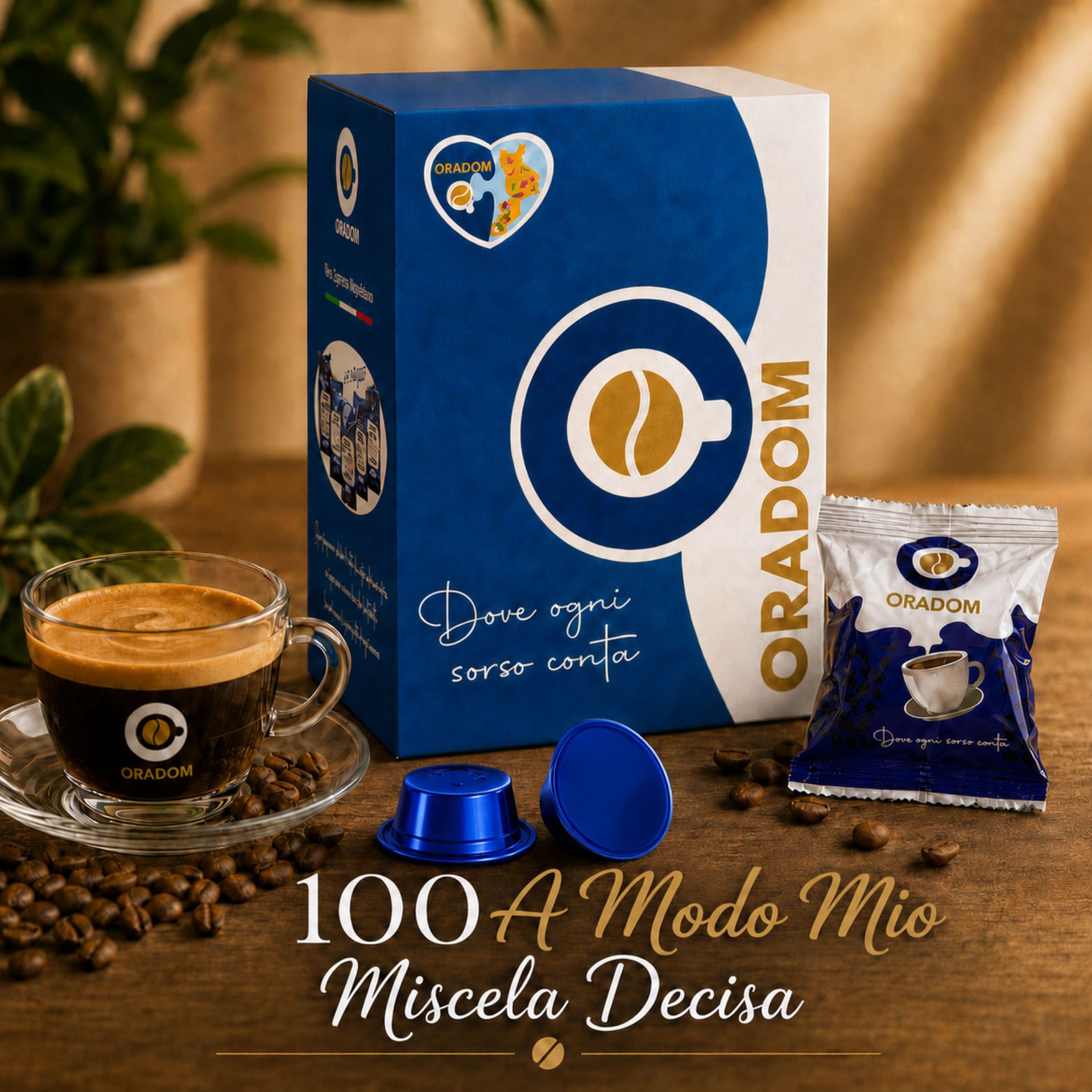 100 Capsule Oradom Compatibili A Modo Mio Miscela Decisa 1 Confezione da 50 capsule Oradom Miscela Decisa compatibili A Modo Mio